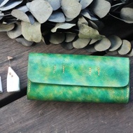 手風琴植鞣真皮長夾 - 心中美好的綠 - 清澈