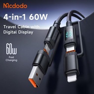 MCDODO CA-199 66W 4-in-1 Super Fast Charging Cable / 66W Quick Charging / Strong Nylon Braided Cable