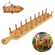 [deevoka] Wood Taco Holder Tray Multipurpose Mexican Rolls Holds 8 Tacos Taco Shell Holder Tortilla 