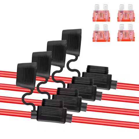 4PCS 10 Gauge Inline Fuse Holder with 12V 40 AMP, ATC Standard Car Automotive Marine Waterproof in L
