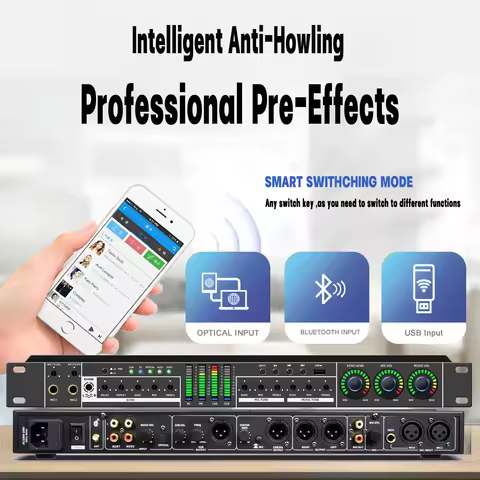 FX12 Karaoke Pre-effects KTV DSP Audio Processor Professional Digital Audio Echo Effect Anti Howling