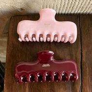 2pcs/1pc Women's 11.3cm/4.45in Large Pink Red Square Plastic Lightweight Hair Claw Clip, Fashion Ver