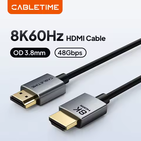CABLETIME 8K Slim HDMI 2.1 Cable HDMI to HDMI Cable 8K@60Hz 4K@120Hz Ultra HD Resolution 3.8mm Width