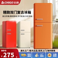 Factory vintage double-door refrigerator, small household fridge for homestays, dormitory mini color