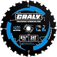 CRALY 8-1/4 Inch 24 Teeth Wood Cutting Framing Circular Saw Blade, 5/8 Inch Arbor, Carbide Tipped, T