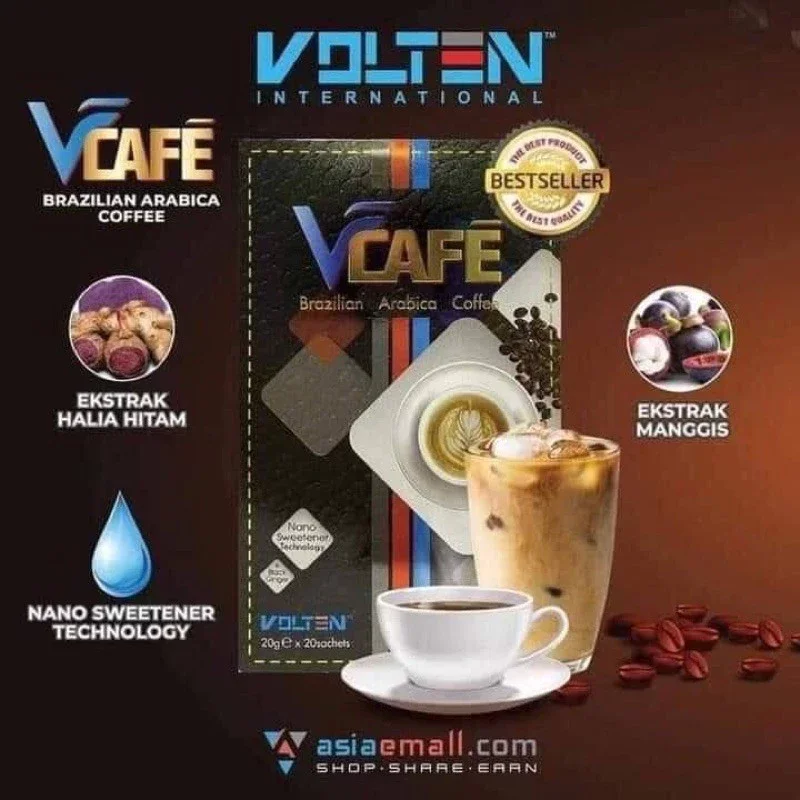 VOLTEN VCAFE Brazilian Arabica Coffee  กาแฟอาราบิก้าบราซิลระดับพรีเมียม (20 ซอง/กล่อง)  VCafe + VR4 