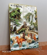 Tranh treo tường ngựa mã đáo thành công vạn lí trường thành thủy mạc tráng gương MQC228