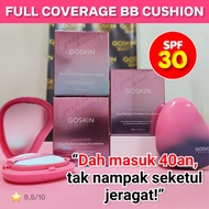 GOSKIN CUSHION FOUNDATION Glow Perfect Set with sunscreen Full Coverage 15g mesra wuduk
