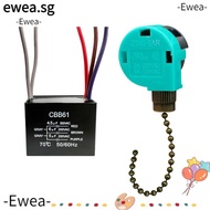 EWEA 2pcs Ceiling Fan Pull Chain Switch, Copper Green 3 Speed Fan Switch, Portable Plastic Black 5 W