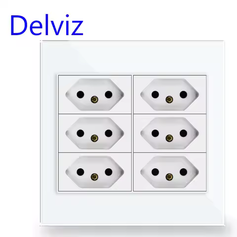 Delviz Brazil Standard Power Outlet, 10A/20A AC 110V~250V, 120mm*120mm Crystal Glass Panel, BR Elect