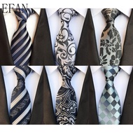 New Men's 8CM Neckties Classic Business Jacquard Woven Plaid Striped Big Polka Dot Paisley Silver Gr