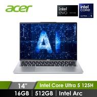宏碁 ACER Swift Go OLED AI筆電 14" (Intel Core Ultra 5 125H/16GB/512GB/Intel Arc/W11/EVO認證) 銀 SFG14-73-53HY (OLED)