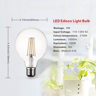 SD LUX Vintage Edison Light Bulb 8W 1000LM dimmable 100W Equivalent LED Bulb G30 Globe, Warm White 2