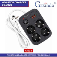 Gaxindo CableStop Kontak 2M GX-A1233 4-Pin Grounded Electrical Plug 2 USB 1 Type C With On Off Switc