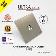 reTouch Ultra Rimless CAT6 RJ46 Hi-Speed Network Data Port Outlet Frameless Switch Socket [GOLD]