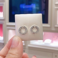 Earrings Hoop Earrings Shiny Earrings Micro Pave Logo Round Hoop Earrings