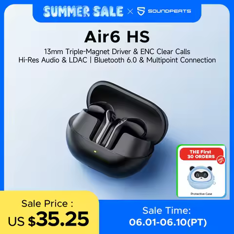 SOUNDPEATS Air6 HS Wireless Earbuds, Bluetooth 6.0 Headphones with 13mm Triple-Magnet Driver, LDAC H