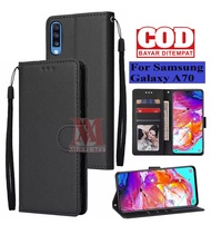 SAMSUNG GALAXY A70 Flip Leather Case - Flip Wallet Case Kulit - Casing Dompet - Wallet Leather Flip 