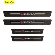 【Ann-Car】4pc/Set Car Door Side Step Sill Strip Carbon Fibre Leather Anti Scratch Protector Sticker Fiber for For Honda Civic BRV XR-V CR-Z CRV HRV City Accord Legend Jazz VTi Fit Mobilio VEZEL