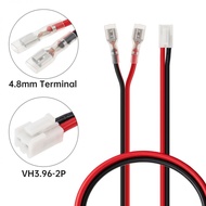 VH3.96mm 2-Pin to 4.8mm Spring Terminal Cable, 18AWG, Black or Red