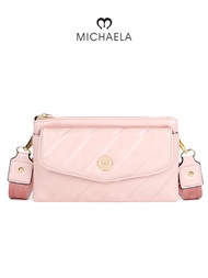 MICHAELA Oblique-Quilted Sling Bag Glossy Spacious Crossbody Bag for Casual Dating HB6506076 CX