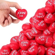 Zubebe 60 Pcs Christian Stress Balls Bulk John 3: 16 Heart Stress Balls 1.57'' Small PU Foam Religio