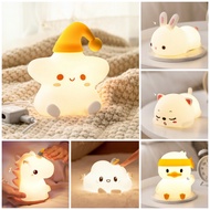 [SG Stock] Super Cute and Funny Star Bunny Cloud Kitten Silicon Touch Night Light Rechargeable Birth