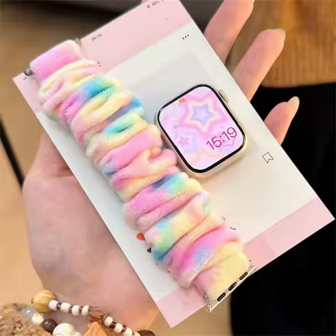 Y2k Korea Plush Gradual Colours Change Strap For Apple Watch 42mm 46mm 49mm 45 44 41 Correa Band For