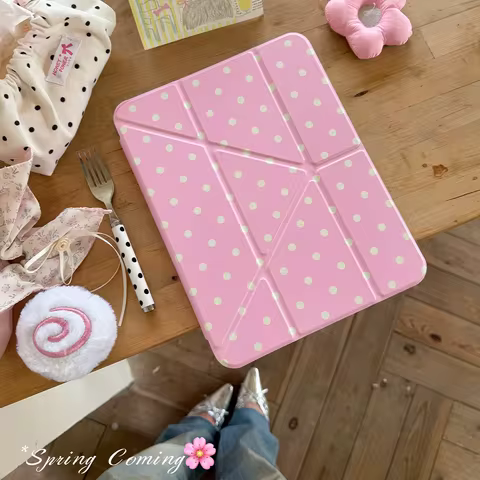 Leisurely Cat Cake Polka Dot Pink Y2K Cover For iPad Pro 13 11th M5 M4 12.9 A16 10 8 7 9th 10th Air 