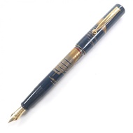 全新未使用百樂 (PILOT) 18K 金 F 尖鋼筆，國光會百年紀念版，蒔繪明治明治丸藍漆，編號 361/800，極為稀有，藍金配色，附原廠盒及筆套，日本製造，男士款