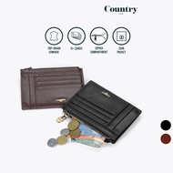 COUNTRY HIDE METRO Top Grain Cowhide Name Card Holder with Zipper Compartment Coin Purse Small Walle