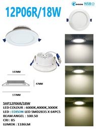 NSB 12WATT/18 WATT ROUND/ SQUARE WHITE FRAME LED DOWN LIGHT 12P06