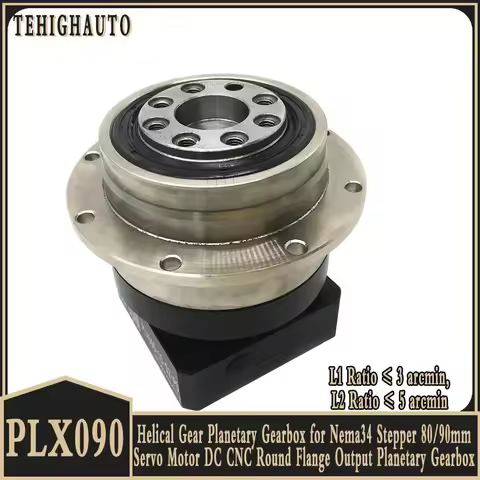 Helical Gear Planetary Gearbox for Nema34 Stepper 80/90mm Servo Motor DC CNC Round Flange Output Pla