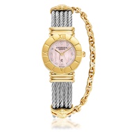 Charriol นาฬิกาข้อมือผู้หญิง รุ่น ST TROPEZ ICON 24.5MM WATCH YELLOW GOLD, STEEL CABLE, ROMAN NUMBER BEZEL AND 12 DIAMO