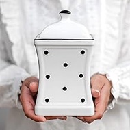 Handmade White And Black Dot Large Ceramic 31.5oz/900ml Kitchen Storage Jar with Lid | Pottery Canis