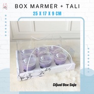 Marble Mica Box + Rope 25x17x9 Premium Eid hampers Cake Box 6-Section Cupcake Pudding Box