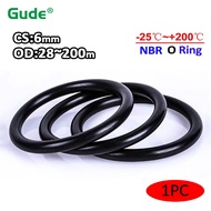 1Pc Nitrile Rubber O-Ring Black NBR Sealing CS 6mm OD 28mm~200mm O-Ring Seal Gasket Ring