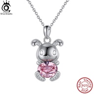 ORSA JEWELS S925 Silver Cute Rabbit Pendant Necklaces for Women Jewelry Accessories Sweet Crystal & 