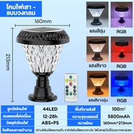 โคมไฟหัวเสา  โคมหัวเสาโซล่าเซลล์ ไฟสวนโซล่าเซลล์  Solar Garden Light โคมไฟทรงเหลี่ยม โซล่าเซลล์ ปรับ