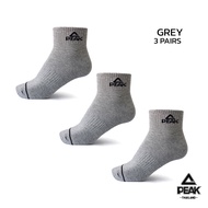 (1แพ็ค ได้ 3คู่) PEAK Sport Casual Socks Mid Cut ถุงเท้ากีฬา ลำลอง พีค ข้อกลาง นุ่ม ใส่สบาย ระบายอาก