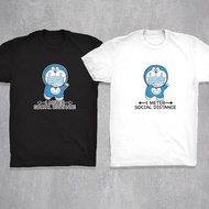 Baju Doraemon Wear Mask Social Distance T-Shirt Fight Covid 19 Unisex Shirt Cotton Tshirt Cute Kawai