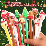 [H & L] 5 Christmas Shake Gel Pens with Floating Charms | Write 0.5mm, 53 Random Cartoon Styles, Sof