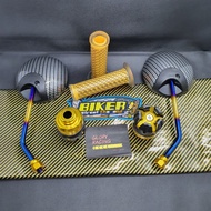 Kulit Jok Gold Plus Spion Scoopy twotone dan Handgrip + Jalu As Roda Depan (paket variasi honda)
