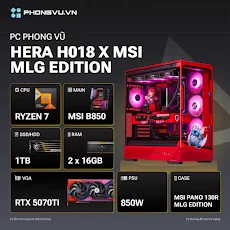 PC PV Gaming Hera H018 (AMD Ryzen 7 7800X3D/ GeForce RTX 5070Ti/ 2 x 16GB/ 1TB SSD/ Free DOS)