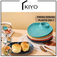 KIYO 2-in-1 Plastic Shell Plate Small Shell-Shaped Divided Dinner Plate, Multifunctional Shell-Shape