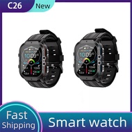 C26 smart watch 1.96 inches Bluetooth calling exercise recording health monitoring voice assistant Android 6.0/iOS9.0 fashionable wearable watch (two colors available)