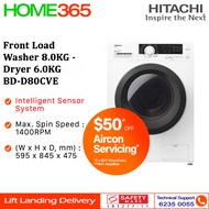 Hitachi Front Load Washer With Dryer (8/6kg) BD-D80CVE