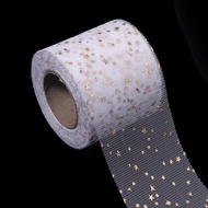 6cm 22Yards Tulle Roll Bronzing Silver Stars Ribbons DIY Childrens Hair Ornament Accessories Tull Cl