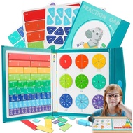 2026 New Magnetic Fraction Demonstration Book, 102 Pcs Magnetic Fraction Tiles & Fraction Circles, E