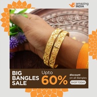 New Gold Plated Indian Bangles for Women Copper Bangles Gelang Tangan Indian Bangles - Set of 2
